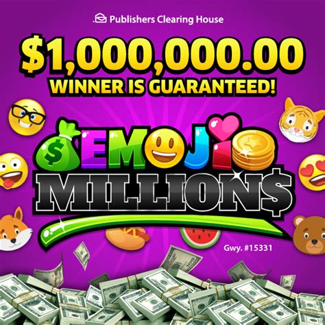Said owners do not endorse nor are they affiliated with Publishers Clearing House or its promotions. . Pch emoji millions
